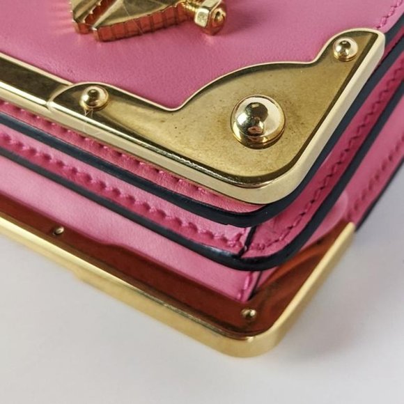 SOLD Prada Cahier Lightning Heart Studded Medium Pink Leather Cross Body Bag - Picture 5 of 10